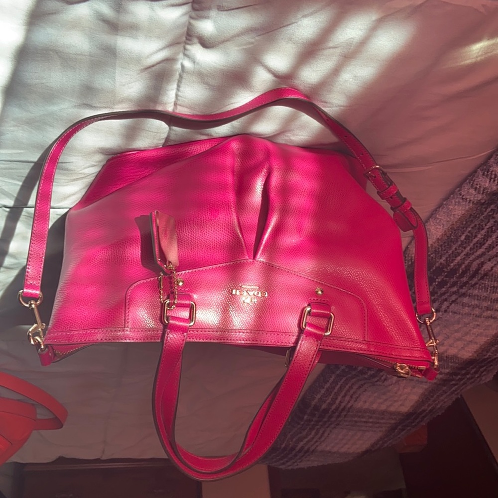 Coach Leather Handbag. Dark Pink, only used twice